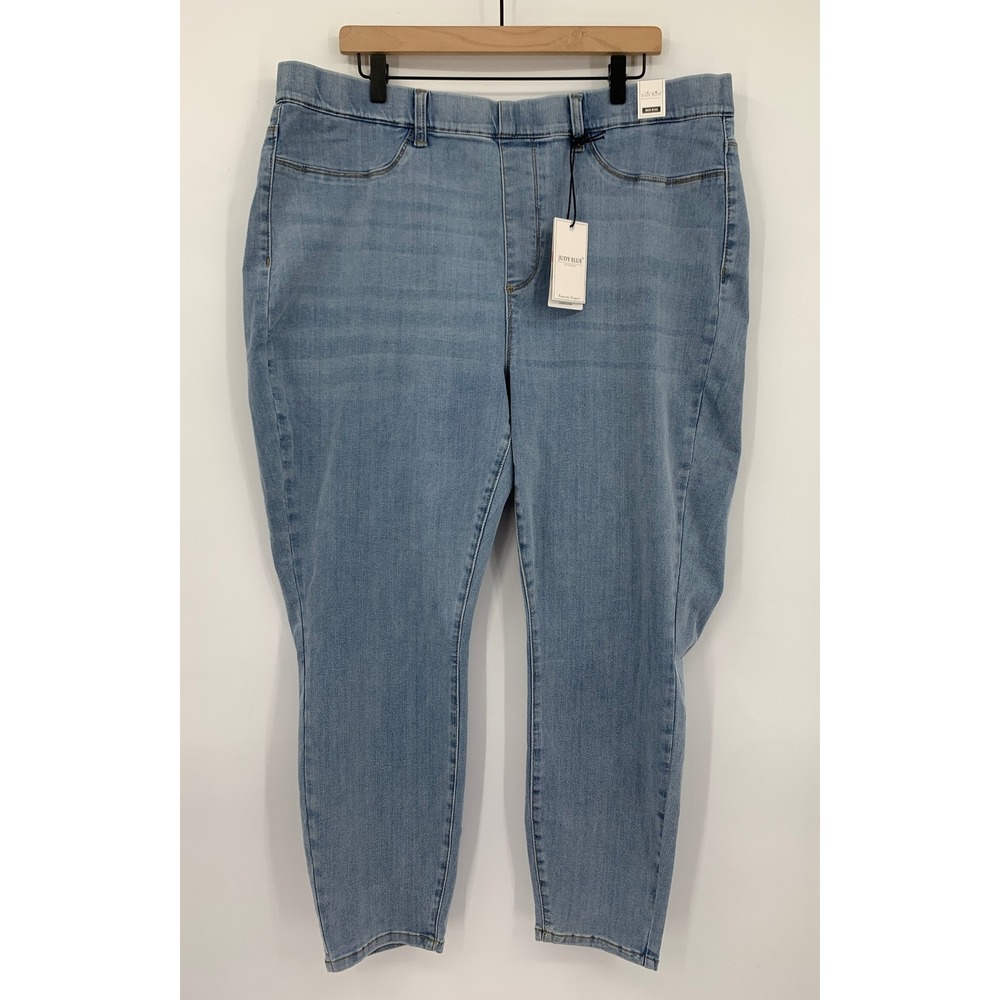 Judy Blue Jeans Womens 22W Blue Skinny Pull On Light Wash Denim Pants NEW